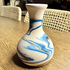 Vintage Nemadji Pottery Vase Blue Swirl 6  Matte Finish Usa Studio Art Pottery