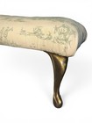 Vintage Queen Anne Footstool Toile Fabric Cabriole Legs Vanity Bench