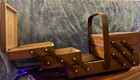 Vintage Wooden 3-tier Accordion Sewing Box See Description