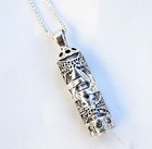 Sterling Silver 925 Mezuzah Pendant   Necklace w-magen David Judaica Made Israel
