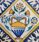  Magnificent  Antique 17thc Dutch Delft Polychrome Tiles Flowers Early 16oo