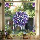 Pack Of 5 Stained Double-sided Glass Window Clings Non Adhesive Static Flower   