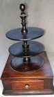 Antique Victorian Wooden Sewing Thread Carousel Caddy Spool Holder With Drawer