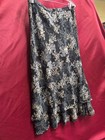 Vintage White Stag Floral Maxi Layered Skirt Boho Broomstick Womens Ladies M Med