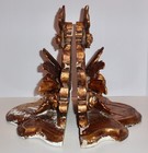 Pair Of Antique Italian Gilt Hand Carved Floral leaves Wooden Wall Shelves