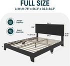 Full  queen Size Upholstered Platform Bed Frame With Adjustable Headboard  Grey