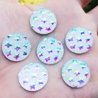 20pcs Round Flatback Charms Star Pattern Cabochon Diy Craft Scrapbook Decoration