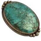  Old Deposit Number 8 turquoise Navajo Vintage Sterling Silver Pin Brooch 
