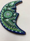 Vintage Huichol Beaded Crescent Moon By Santos Bautista Mexican Folk Art