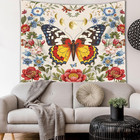 Floral Moon Fabric Wall Hanging Tapestry 59wx51h Inch Butterfly Plant Botanical