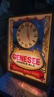 Vintage 1987 Genesee Beer   Ale Bar  Mirror Lighted Clock Works Very Rare Beauty