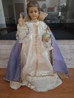 Vintage Infant Of Prague Statue 20 5  Large Plaster Devotional Figurine Dressed 