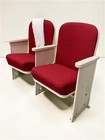 2 Theater Seats  Vintage Red Upholstered Tip-up Cinema Auditorium Seating  A62