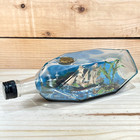 Vintage Maritime Folk Art Brigantine Ship In A Bottle W landscape -free Shipping