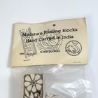 Vintage Miniature Wood Printing Blocks Hand Carved Floral Stamp Set India Sealed