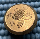 Antique Victorian Gilt Metal Picture Button - Flower - Kendrick Superfine - 7 8   