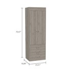 Lisboa 2-door Armoire Light Gray Particle Board Wardrobe