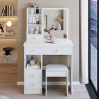 Vanity Desk W  4 Drawers And Mirror Makeup Table Dressing Desk Set White black