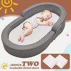 Foldable Toddler Travel Bed 2-in-1 Kids Sofa Chair Portable Baby Cot Memory Foam