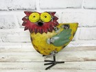 Rustic Small 5 75  Repurposed Recycled Colorful Scrap Metal Owl Statue Home Farm