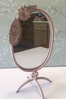 Vintage Pink Metal Framed Vanity Dresser Standing Mirror