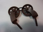 2 Antique  Cast Iron Furniture Casters 1-3 4 x1 2  Wheels Vintage  Industrial
