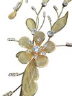 Vtg Gold Floral Necklace Earrings Set Rhinestone Elegant Formal Jewelry 11 5   