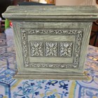 Vintage 1960s Max Klein Green Plastic Faux Wood Sewing Box Avacado Green Mcm Box