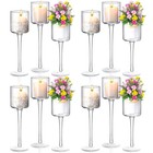 12 Pcs Tall Glass Candle Holders For Tea Lights - Elegant Centerpiece Decor
