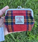 Glen Appin Of Scotland Red Harris Tweed Wool Kiss Clasp Coin Purse Wallet