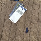 Polo Ralph Lauren Men s Cable Knit Cotton Crew Sweater  Brown Nwt