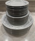 40 Pcs Excel Somerset Floral Blue white Dinner Set Plates Bowls Teacups Glossy