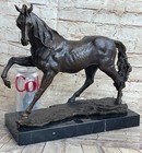 Trotting Horse Signed Original Bronze Sculpture Statue Marble Base Equestrian