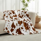  Cow Print Throw Blanket Non Shedding Milkyplush Fleece Throw  50  X 60   Brown