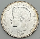 1895 Puerto Rico 1 Peso Km 24 Silver  900 Madrid Minted Alfonso Xiii Unc 25g