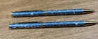 Lot Of 2 Vintage Beautiful Unbranded Ball Point Pens Sparkling Blue Waves Body