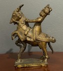Antique 19thc Indian Bronze Khandoba Warrior On Horse Deccan Horseback Sculpture