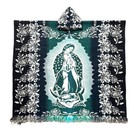 Our Lady Of Guadalupe Virgin Mary Green Alpaca Wool Poncho Gaban Zarape Jorongo