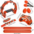 10 Pcs Red Tambourines Set For Adults - Half Moon Tambourine  Foot Tambourine   