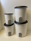 Tupperware New One-touch Reminder Canister Set Of 4with Black Seals