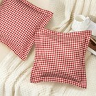 Red White Gingham Throw Pillow Covers - 18 x18  Square - Red Plaid