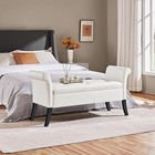 Vintage Storage Ottoman Bench Foam Upholstered Multi-functional Entryway Seat Us