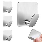 Metal Adhesive Towel Hook- 4 Packs Coat Hooks Stick On Bathroom Brushed Nickel