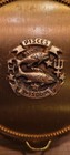 Evans Zodiac Pisces Brass Compact Gold Metal Mesh Back Powder Puff Vintage 1940s
