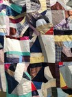Vintage Crazy Quilt Top Well Worn Nice Fabric Variety 62 X 76 