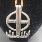 Vintage Plus Tinn Norway Pewter Viking Saga Sun Cross Boat Pendant Necklace