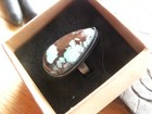 Vintage Sw Carrico Lake Turquoise Sterling Silver Ring Size 7
