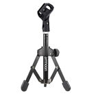 Table Microphone Tripod Stand Adjustable Metal Desktop Holder W mic Clip Z5w4