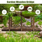 5 Ft Wooden Garden Bridge Arc Footbridge Stained Finish Walkway W rails