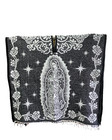 Mexican Poncho  virgen De Guadalupe   Blanket Sarape   One Size   Black   White